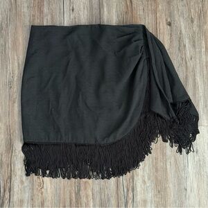 Black Fringe Mini Skirt S